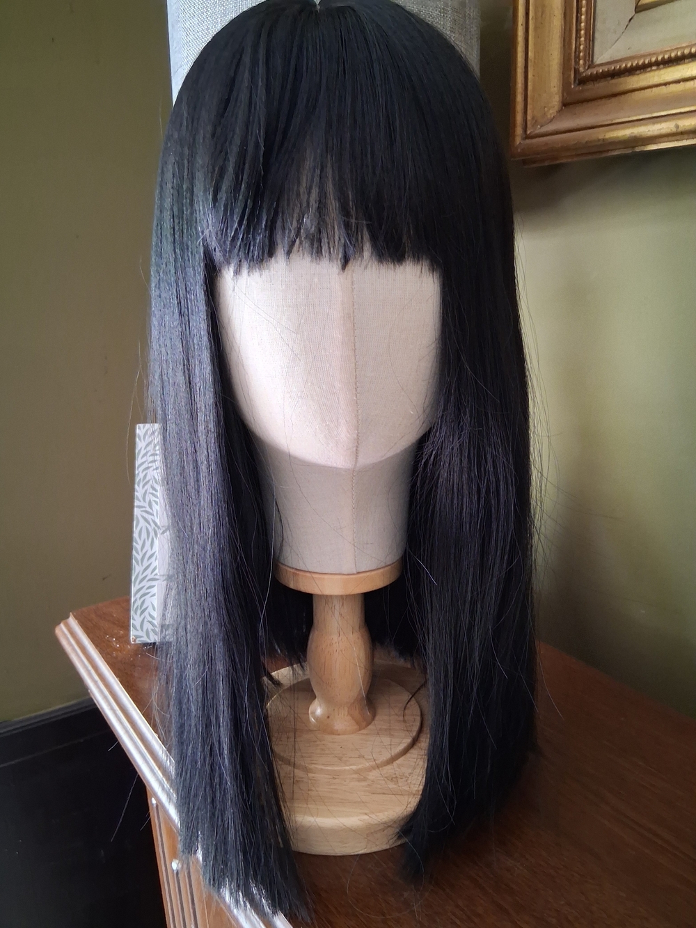 Black Straight Long Wig with Blunt Bangs